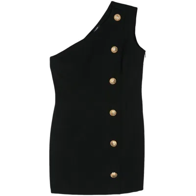 Balmain One-shoulder Mini Dress In Black
