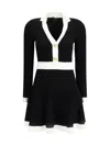 Balmain Colorblock Twisted Cable Long Sleeve Sweater Dress In Black
