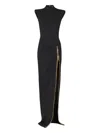 Balmain Zipped Compact Jersey Slit Long Dress Clothing In Black