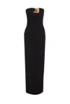Balmain Belted Bustier Compact Jersey Long Dress Clothing In Black