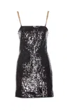 Balmain Sequin Mini Dress With Chain Strap Detail In Black