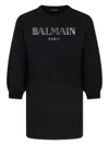 Balmain Logo-embroidered Organic Cotton Sweatshirt Dress In Black