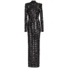 Balmain Three-button Sequin Embroidered Backless Gown In Black