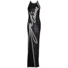 Balmain Love Letter Embroidered Sequined Gown In Black