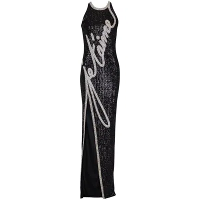 Balmain Rhinestone-embellished Gown In Black