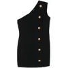 Balmain One-shoulder Mini Dress In Black