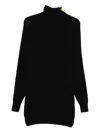 Balmain Turtleneck Mini Dress Decorative Buttons In Black