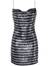 Balmain Babydoll Cowl Neck Glitter Short Dress Clothing In Blue