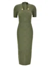 Balmain Gingham Knitted Midi Dress In Green
