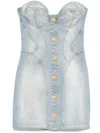 Balmain Dresses In Light Blue Denim