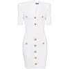 Balmain Knitted Button-embellished Minidress In White