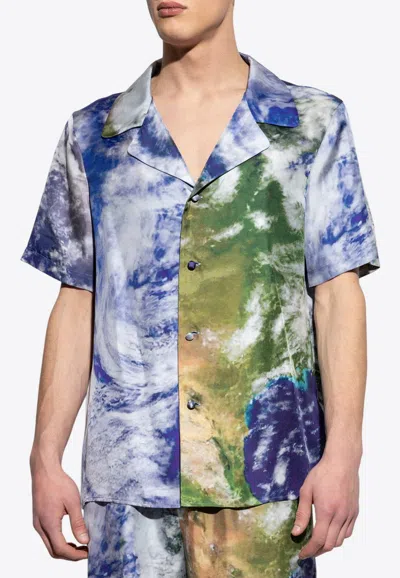 Balmain Earth Print Bowling Shirt