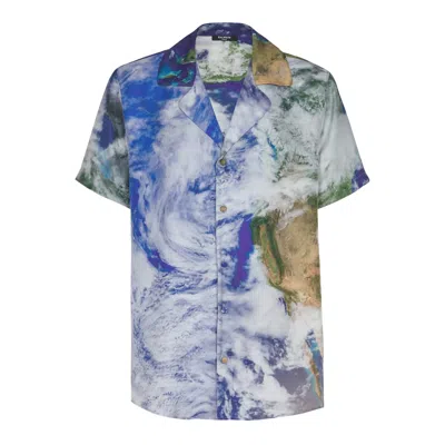 Balmain Earth Print Silk Pyjama Shirt In Multi