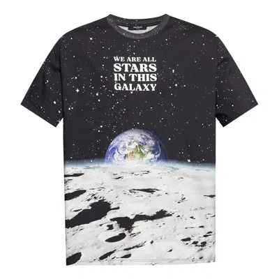 Balmain Earth Stars Print T-shirt In Black