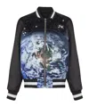 Balmain Logo Planet Zip-up Bomber Jacket In Black