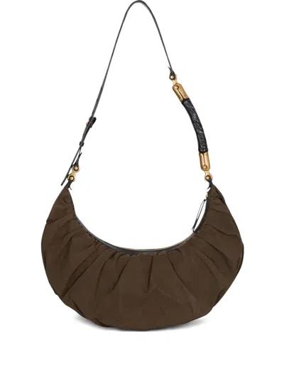 Balmain Eben Ruched Shoulder Bag In Brown