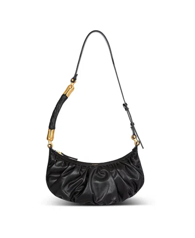 Balmain Ebene Hobo Bag In Calfskin Leather In Black