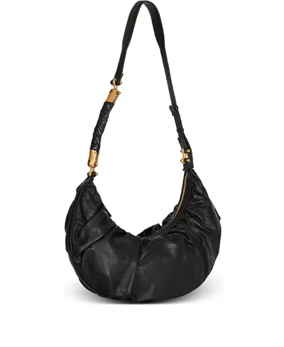 Balmain Ebene Hobo Bag In Calfskin Leather In Purple