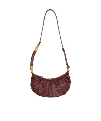 Balmain Ébène Hobo Bag In Calfskin Leather In Brown