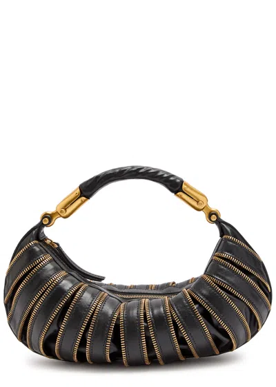 Balmain Ebene Medium Leather Shoulder Bag In Black
