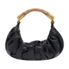 Balmain Ebene Medium Ruched Top-handle Bag In Leather In Black