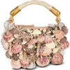 Balmain Ebene Mini Bag With Embroidered Shells In Sand