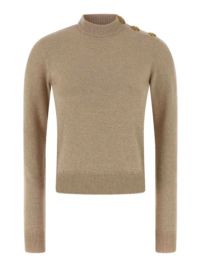 BALMAIN ECO-CASHMERE BUTTON SWEATER