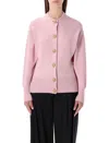 Balmain Eco-cashmere Buttoned Cardigan In Pink