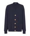 Balmain V-neck Blazer With Ribbed Cuffs And Hem In Blue