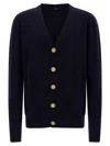 Balmain V-neck Blazer With Ribbed Cuffs And Hem In Blue