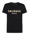 Balmain Button-embellished Printed Cotton-jersey T-shirt In Black/gold