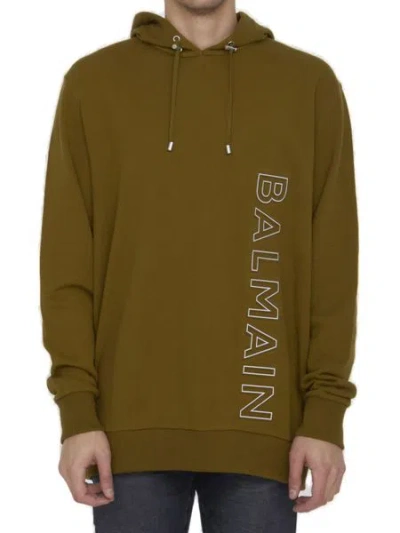 Balmain Eco-sustainable Reflective Hoodie For Men In Vibrant Green