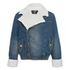 Balmain Ecoshearling Denim Jacket In Blue