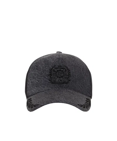 Balmain Écusson Embroidered Denim Cap In Gray