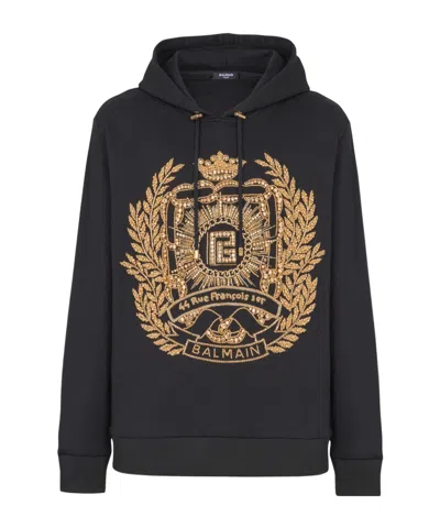 BALMAIN BALMAIN ÉCUSSON EMBROIDERED HOODIE