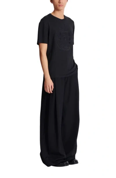 BALMAIN BALMAIN ÉCUSSON EMBROIDERED LINEN T-SHIRT