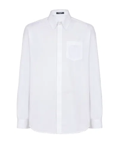BALMAIN BALMAIN ÉCUSSON EMBROIDERED POPLIN SHIRT
