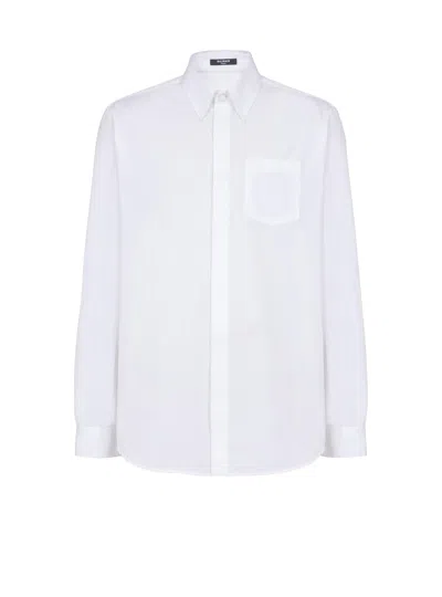 BALMAIN ÉCUSSON EMBROIDERED POPLIN SHIRT