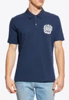 Balmain Cotton Crest Polo Shirt In Blue