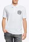 Balmain White Écusson Print Cotton Polo In White