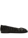 Balmain Lambskin Gathered Eden Ballet Flats In Black