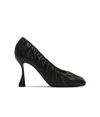 Balmain Sculpted Heel Square Toe Ruched Pumps In Black