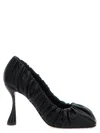 Balmain Sculpted Heel Square Toe Ruched Pumps In Black