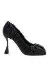 Balmain Sculpted Heel Square Toe Ruched Pumps In Black