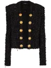 Balmain Black Lurex Tweed Blazer In Black