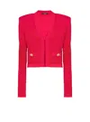 Balmain Edge To Edge Knit Cardigan In Red