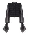 Balmain Edge-to-edge Tweed And Chiffon Jacket In Black
