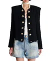 Balmain Two-tone Button Tweed Spencer Jacket In Black