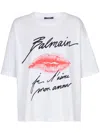 Balmain Graphic Kiss Print T-shirt With Relaxed Fit In White