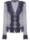 Balmain Tweed Jacket With Fringed Metallic Accents In White